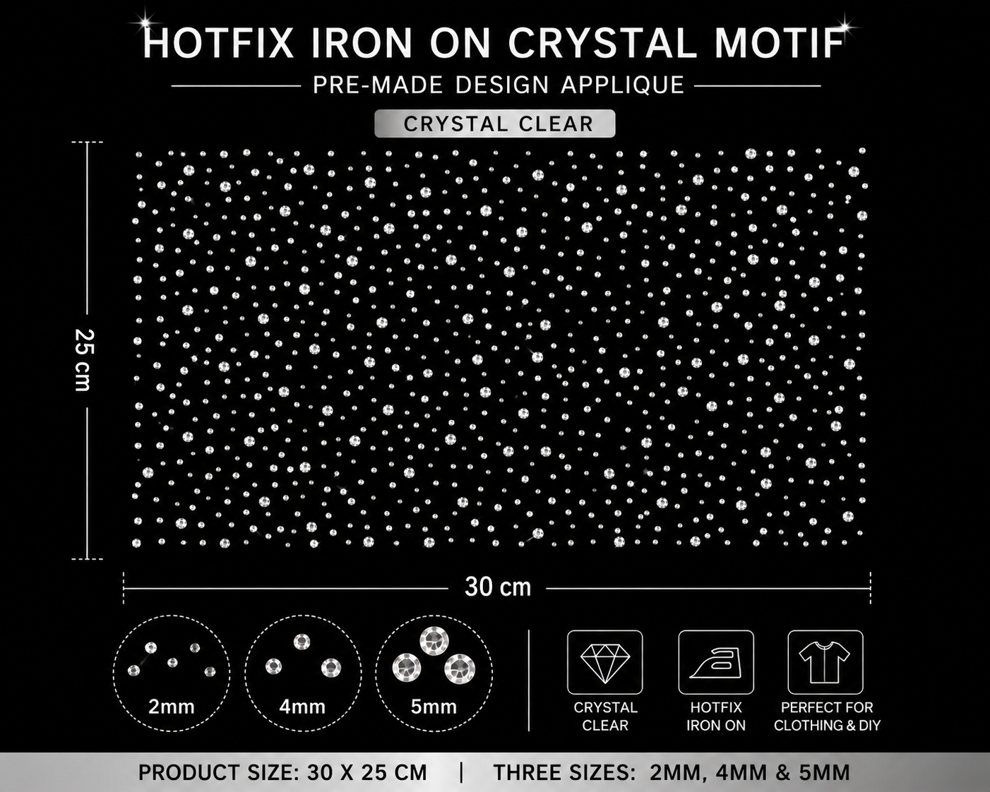 Hotfix Iron On Crystal Motif Pre-Made Design Applique 11222