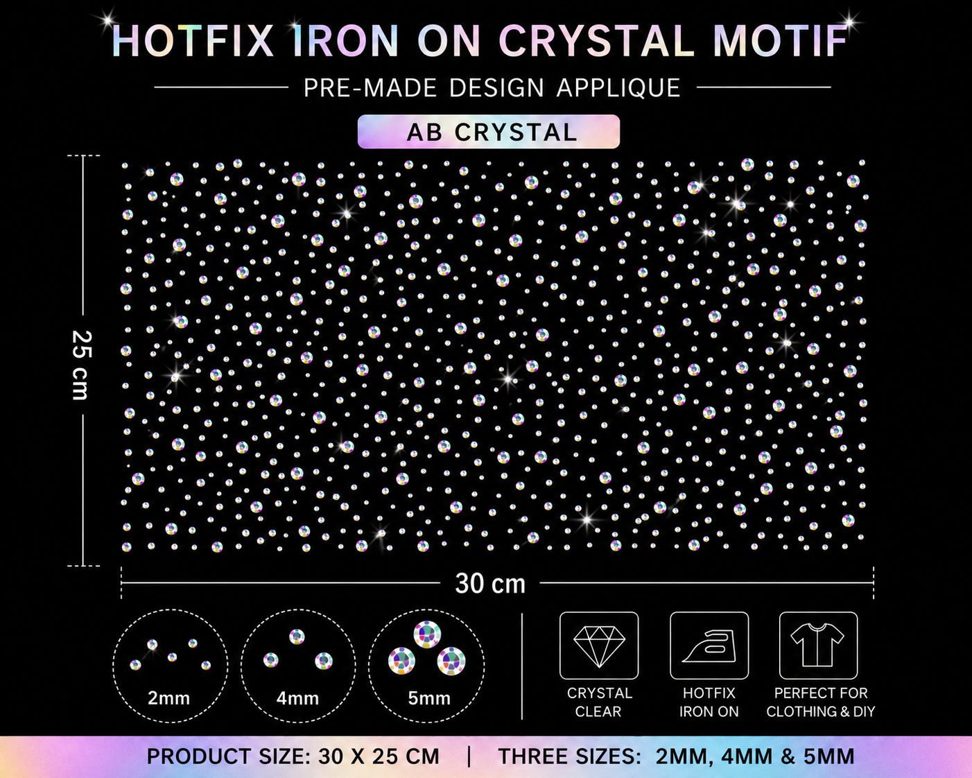 Hotfix Iron On Crystal Motif Pre-Made Design Applique 11222
