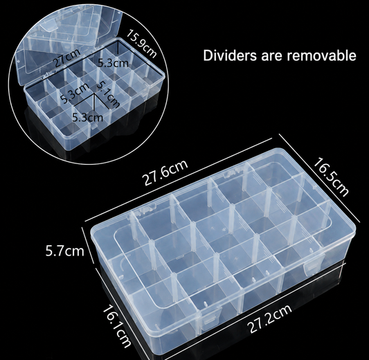 15-Grid Adjustable Plastic Storage Box