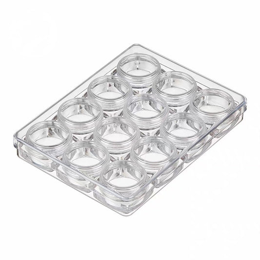 Box of 12 Containers for rhinestones, Empty Plastic Bottle Set