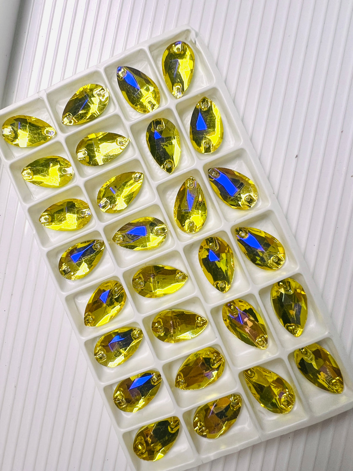 Assorted Aurora Borealis (AB) Tear-Drop Sew-on Flat Back Crystal