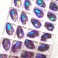 Assorted Aurora Borealis (AB) Tear-Drop Sew-on Flat Back Crystal