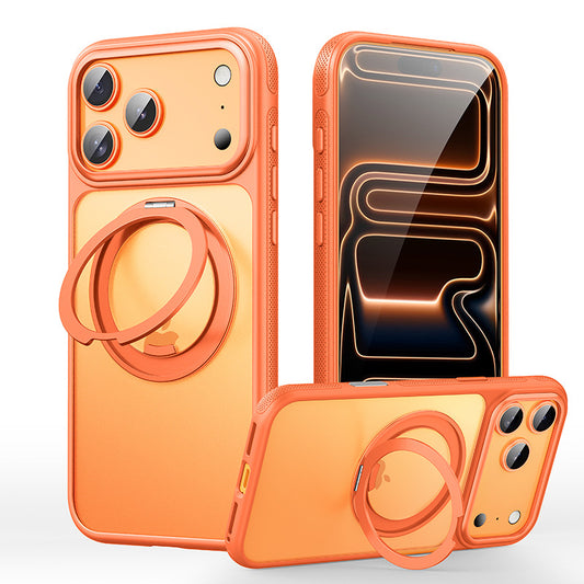 iPhone 17 Pro Max Case – Rotating Magnetic Ring Stand, Anti-Fingerprint Gear