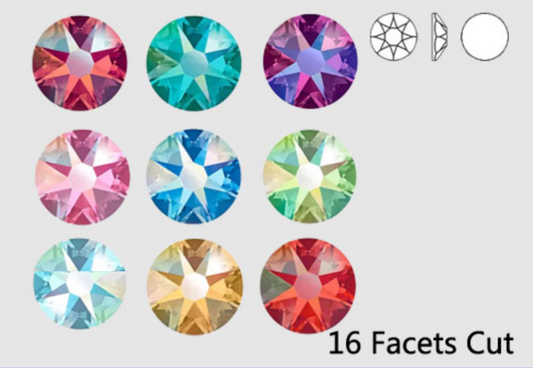 16 Facets (AB Effect) 4A Grade Premium No-Hotfix Glass Rhinestone