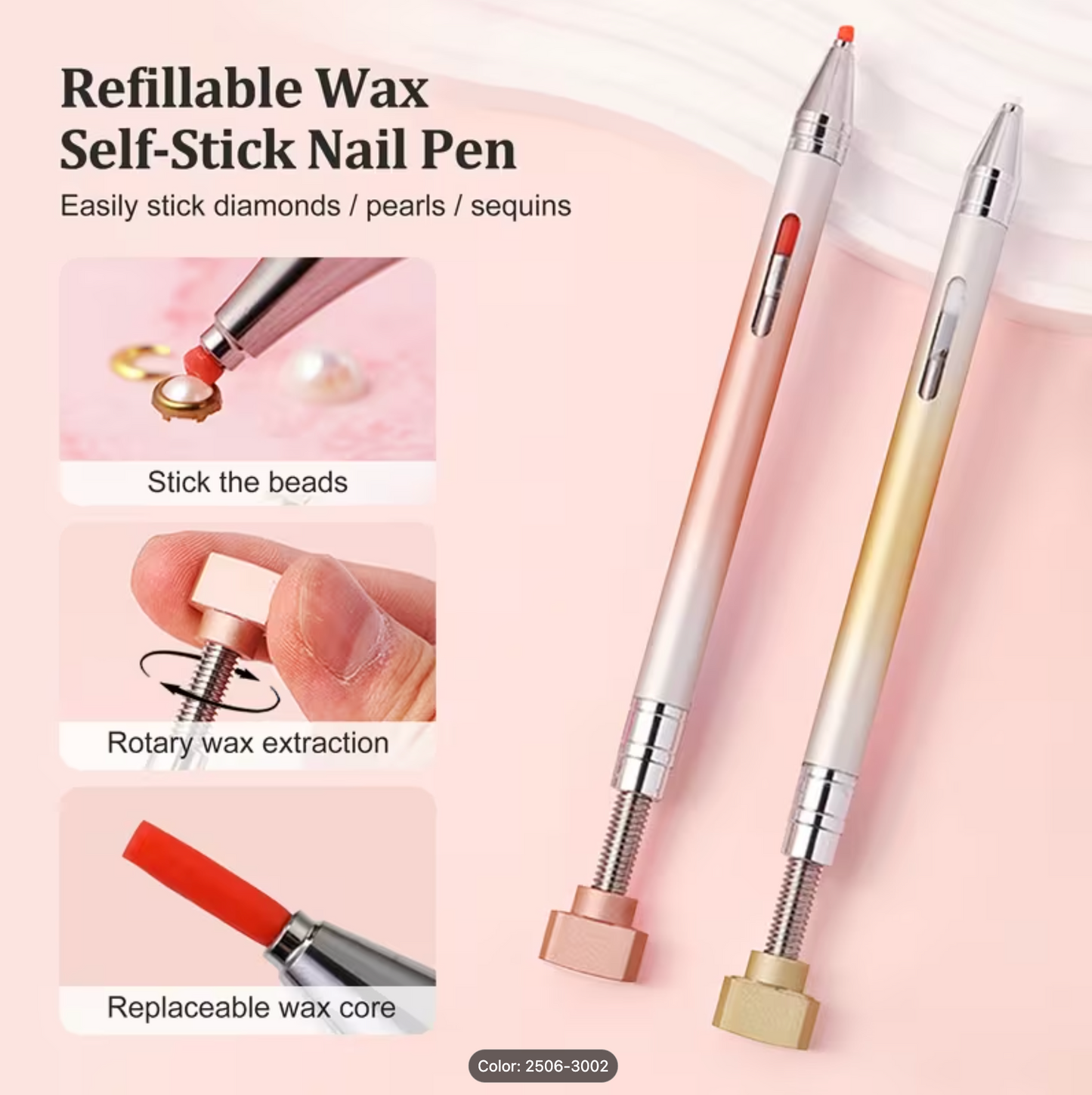 Rotating Wax Picker Pen for Rhinestones, Nail Art & Diamond Painting
