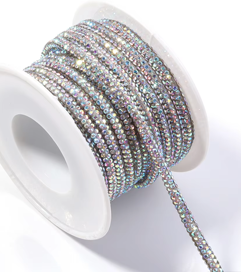 1 Yard x 4mm-6mm Rhinestone Rope Cord Trim for Sewing & DIY