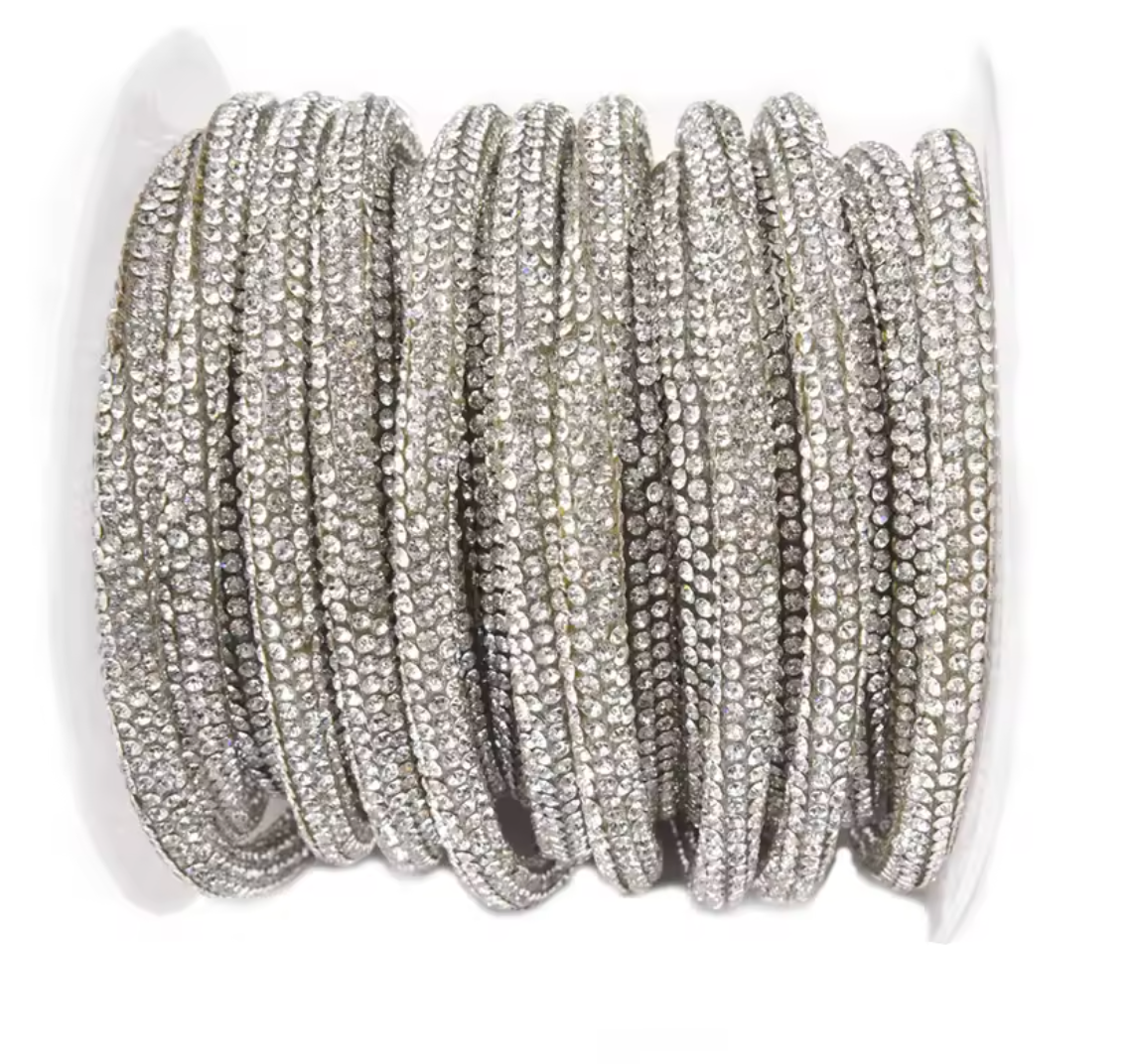 1 Yard x 4mm-6mm Rhinestone Rope Cord Trim for Sewing & DIY