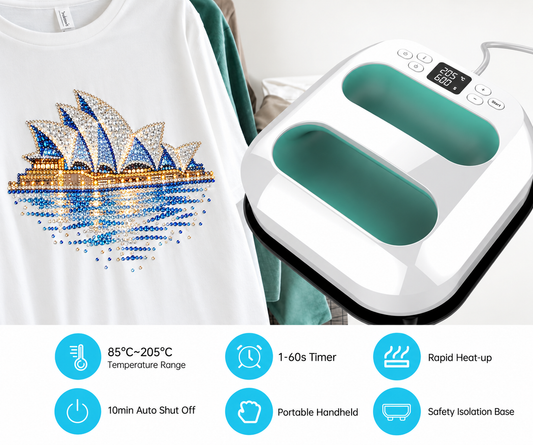 Portable Heat Press Machine – Hotfix Rhinestones, HTV & Iron-On Transfers