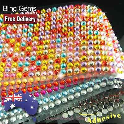 504pcs X 6mm Assorted Colours Rhinestone Gems Self Adhesive Stick on Crystals