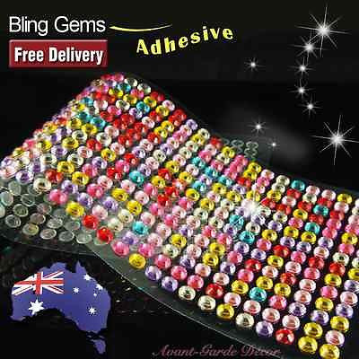 504pcs X 6mm Rainbow Rhinestone Gems Self Adhesive Stick on Crystals