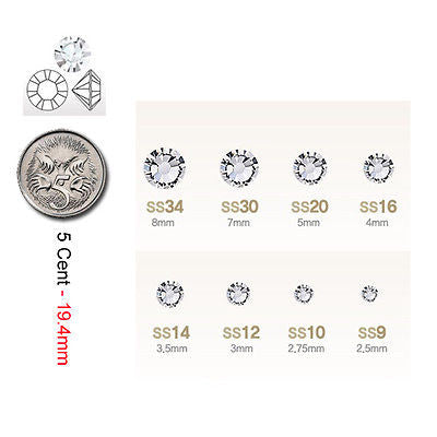 SS8.5-SS38 Grade-A Point Back Clear Diamante Rhinestone