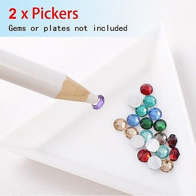 2 x WAX PICKER PENCIL for RHINESTONES , GEMS, CRYSTALS -Nail Art Tool Essential