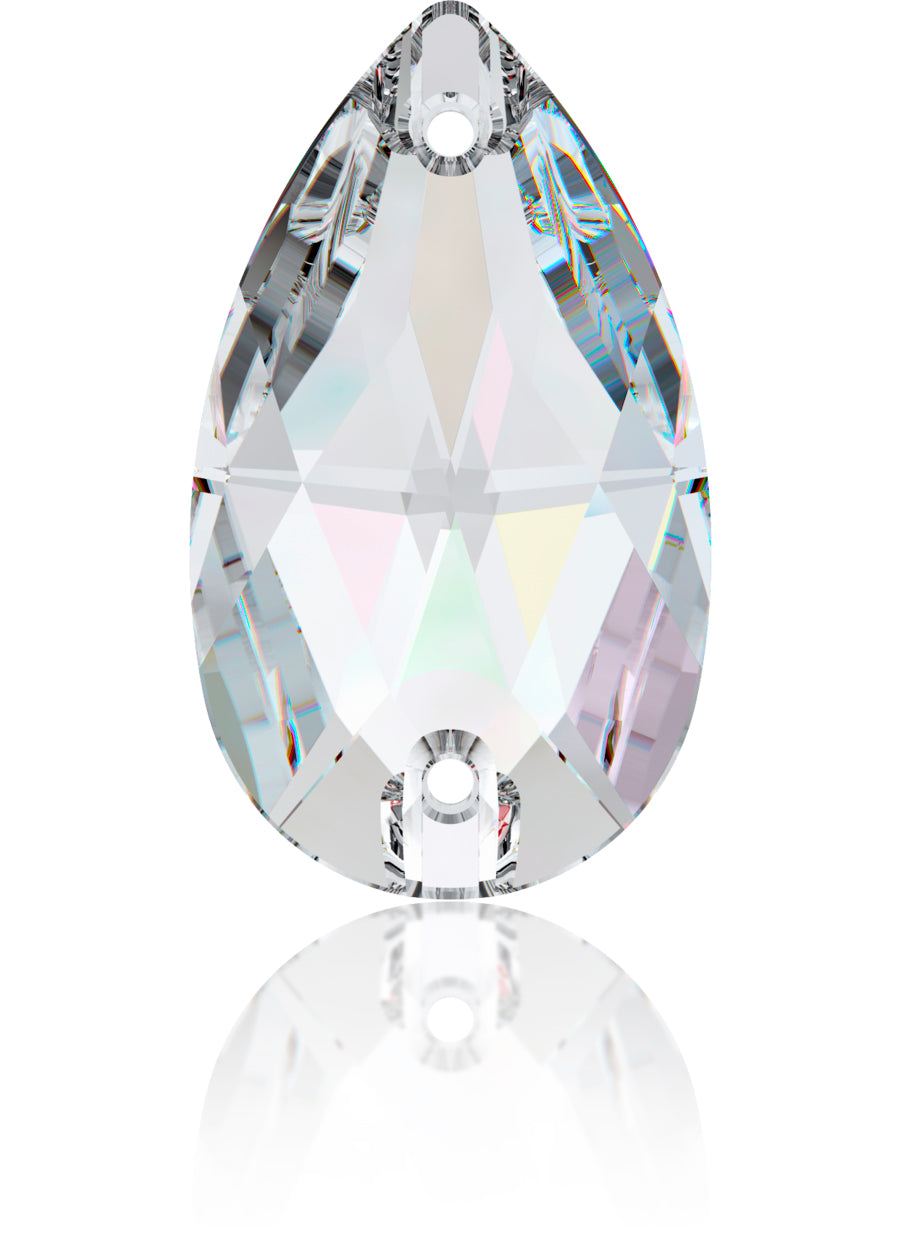 CRYSTAL AB DROP SEW-ON SWAROVSKI® CRYSTAL 3230 FLAT BACK