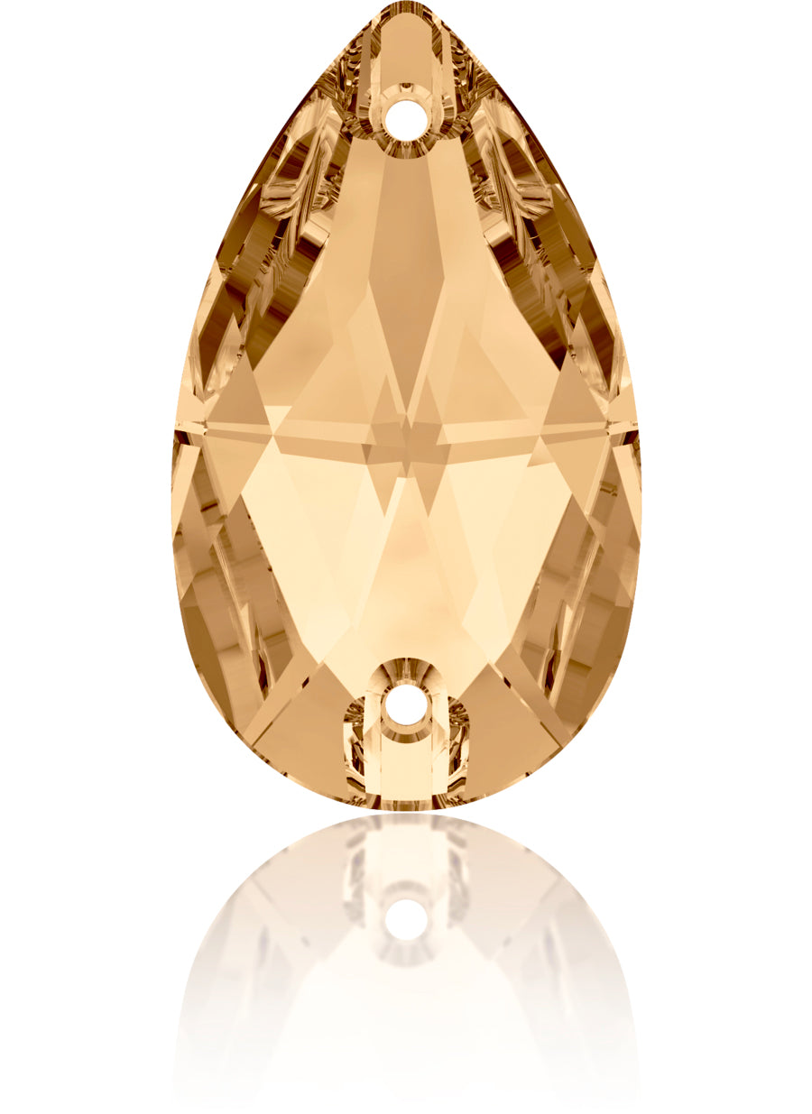 CRYSTAL GOLDEN SHADOW UNFOILED DROP SEW-ON SWAROVSKI® CRYSTAL 3230 FLAT BACK