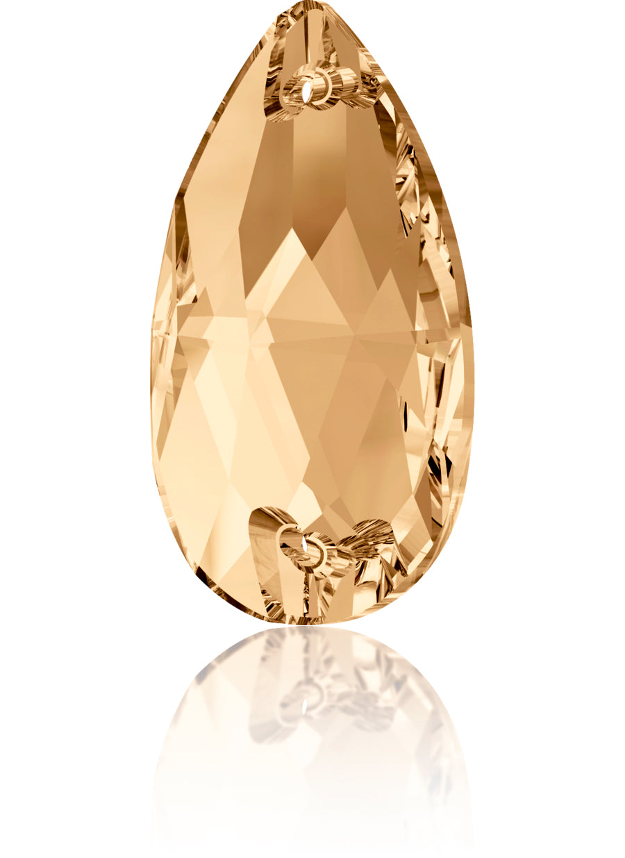 CRYSTAL GOLDEN SHADOW UNFOILED DROP SEW-ON SWAROVSKI® CRYSTAL 3230 FLAT BACK