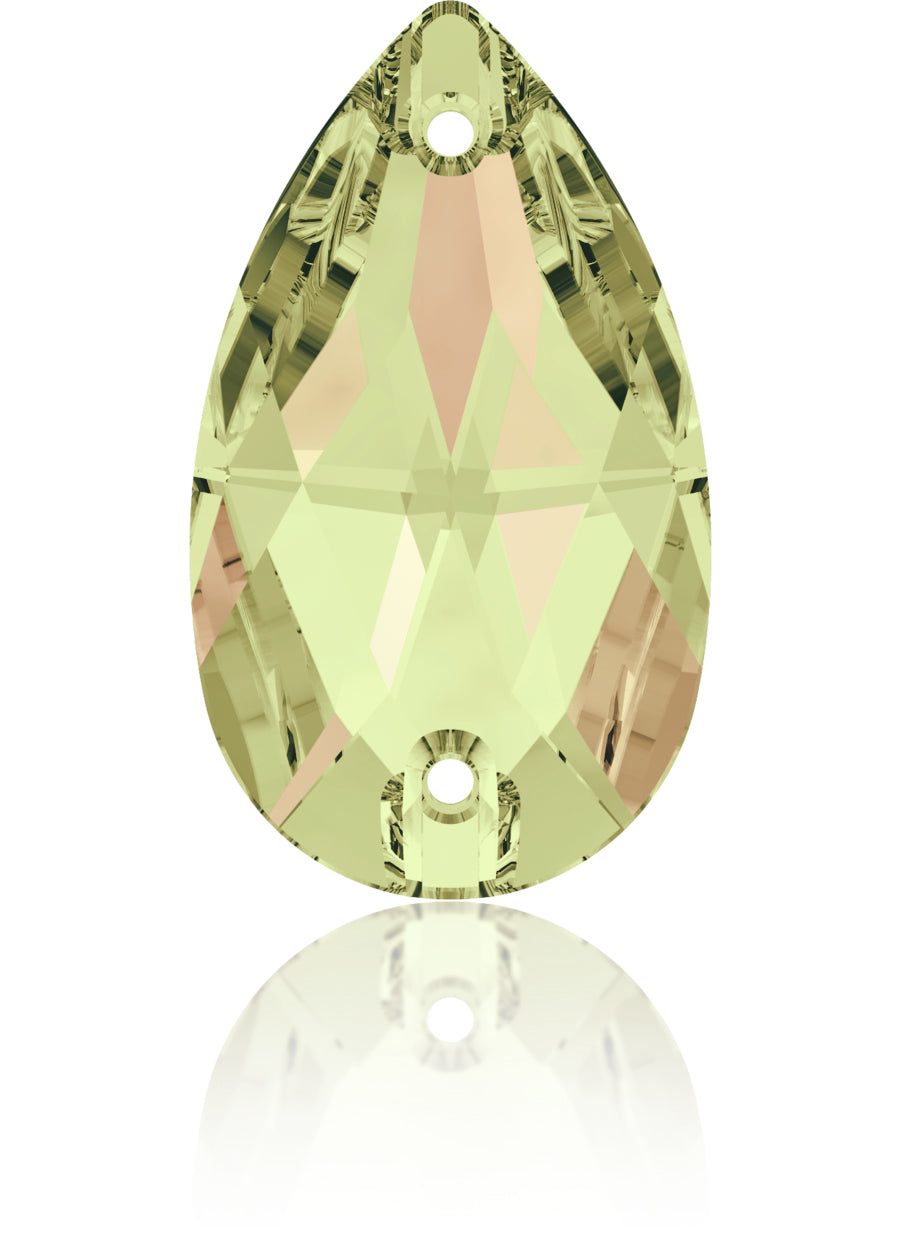 CRYSTAL LUMINOUS GREEN DROP SEW-ON SWAROVSKI® CRYSTAL 3230 FLAT BACK