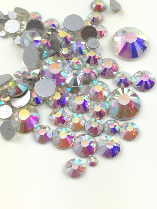 Assorted Sizes AB Crystal Glass Rhinestone No-Hotfix AAA Grade