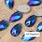 Assorted Aurora Borealis (AB) Tear-Drop Sew-on Flat Back Crystal