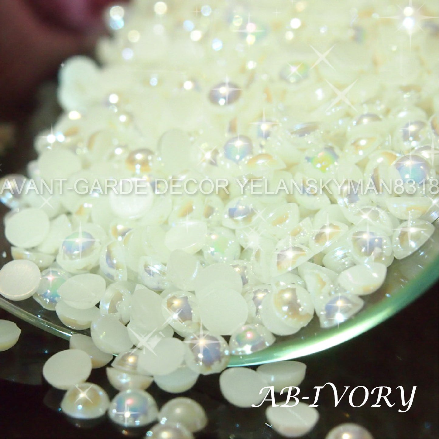 【AB】 FLAT BACKED HALF PEARLS - ASSORTED SIZE/COLOR NAIL ART CRAFT