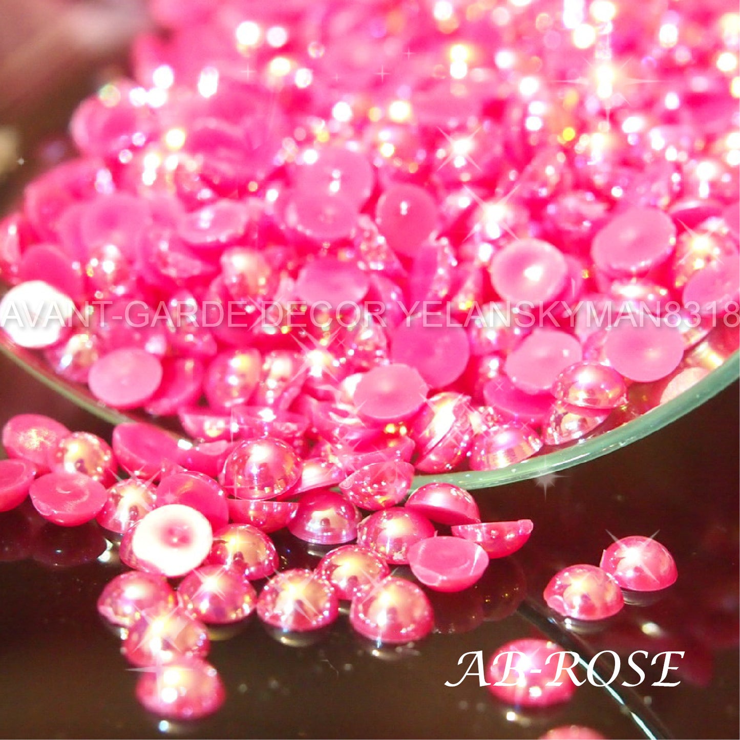 【AB】 FLAT BACKED HALF PEARLS - ASSORTED SIZE/COLOR NAIL ART CRAFT