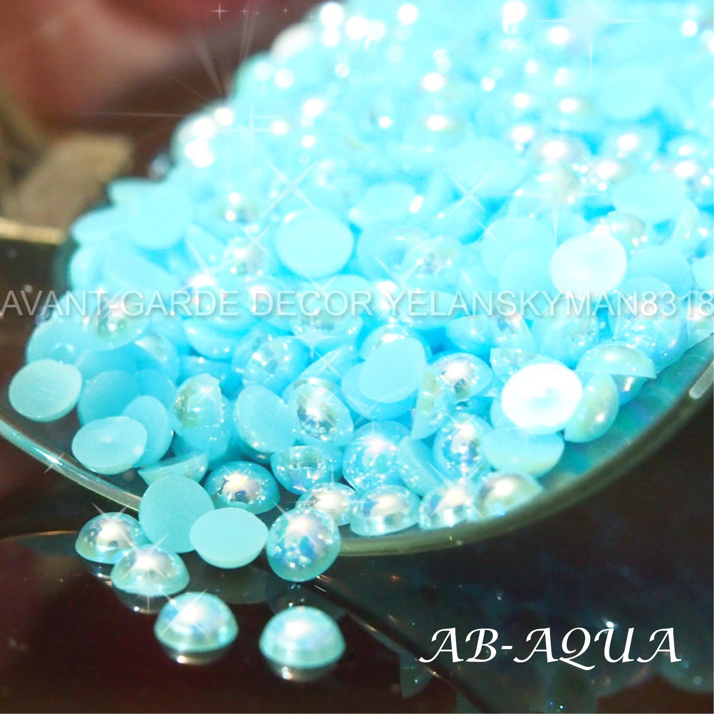 【AB】 FLAT BACKED HALF PEARLS - ASSORTED SIZE/COLOR NAIL ART CRAFT