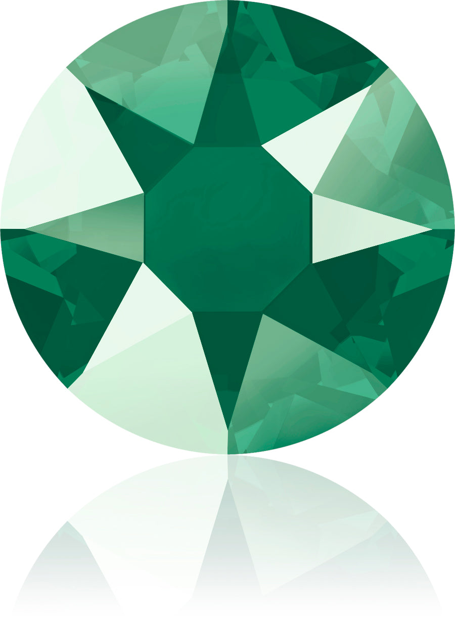 CRYSTAL ROYAL GREEN HOTFIX SWAROVSKI® CRYSTAL XIRIUS ROSE 2078 FLAT BACK