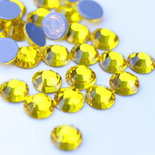 Glower® Citrine Premium Hotfix Rhinestone Flat Back