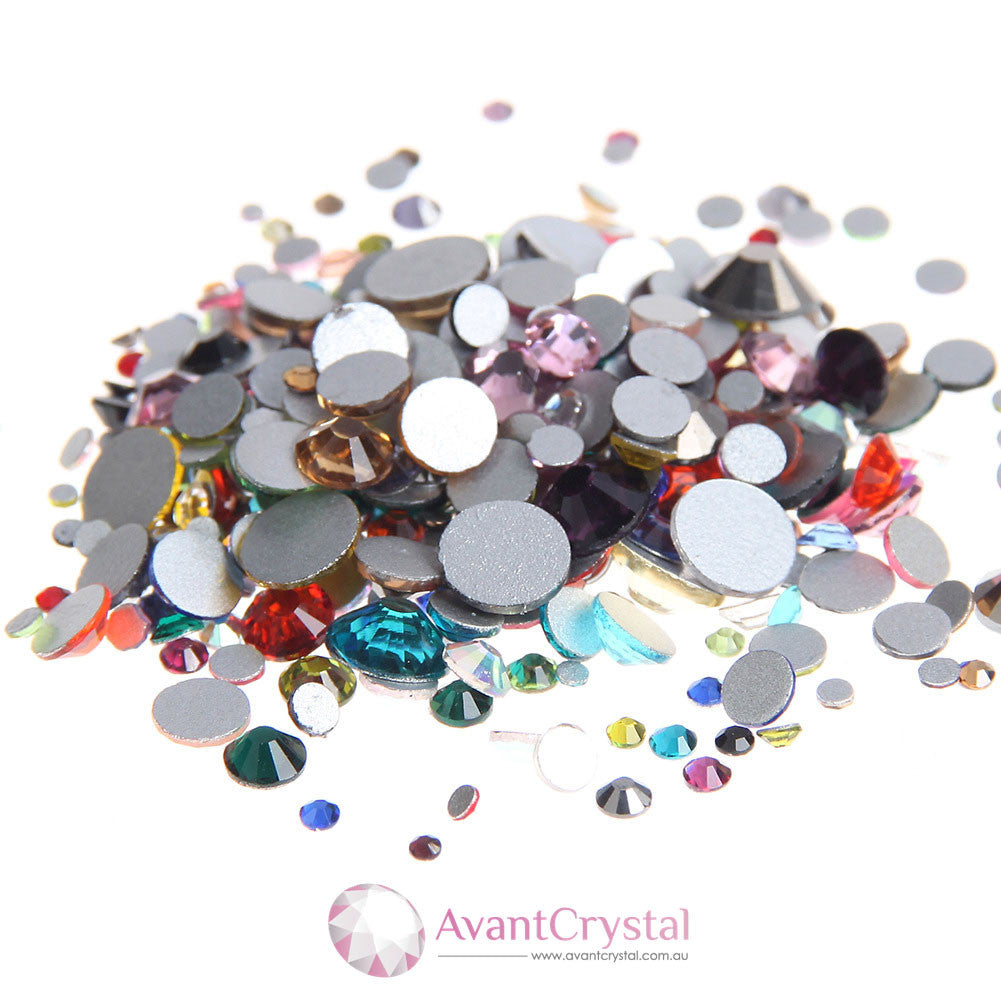 Assorted Sizes Mixed Colour Glass Rhinestone No-Hotfix AAA Grade