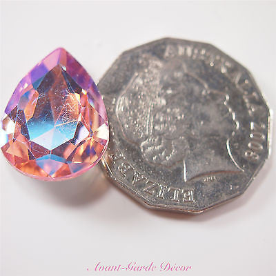 5pcs ABPink Diamante Teardrop Rivoli Beveled Glass Rhinestone Crystal