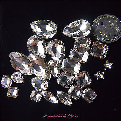 5pcs Clear Beveled Glass Rhinestones Centrepiece Crystal Gem Nail Art Craft