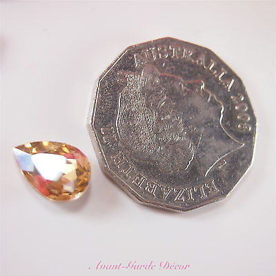 5pcs Gold Champagne Teardrop Rivoli Beveled Glass Rhinestones