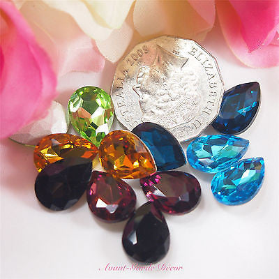 5pcs 13x18mm Coloured Beveled Glass Rhinestones