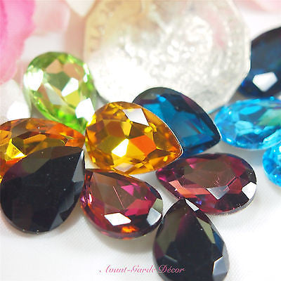 5pcs 13x18mm Coloured Beveled Glass Rhinestones