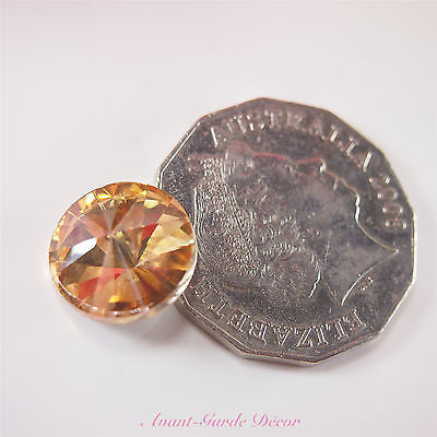 5pcs Gold Champagne Teardrop Rivoli Beveled Glass Rhinestones