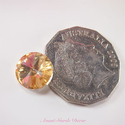 5pcs Gold Champagne Teardrop Rivoli Beveled Glass Rhinestones