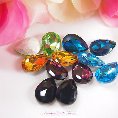 5pcs 13x18mm Coloured Beveled Glass Rhinestones