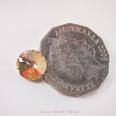 5pcs Gold Champagne Teardrop Rivoli Beveled Glass Rhinestones