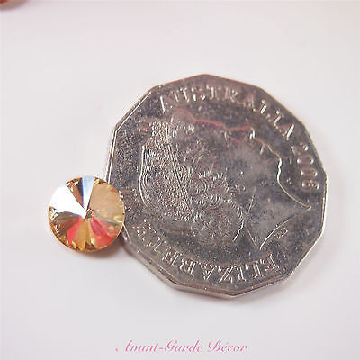 5pcs Gold Champagne Teardrop Rivoli Beveled Glass Rhinestones