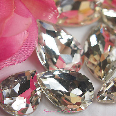 5pcs Clear Beveled Glass Rhinestones Centrepiece Crystal Gem Nail Art Craft