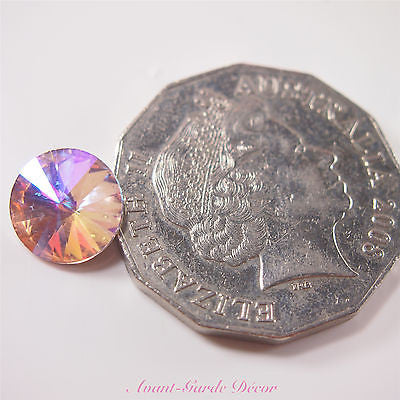 5pcs ABPink Diamante Teardrop Rivoli Beveled Glass Rhinestone Crystal