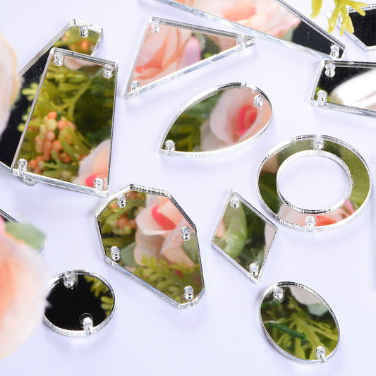 Crystal Acrylic Irregular Sew-on Mirror Loose Beads 50pcs