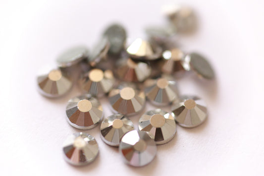Glower® Metallic Silver Premium Hotfix Rhinestone Flat Back
