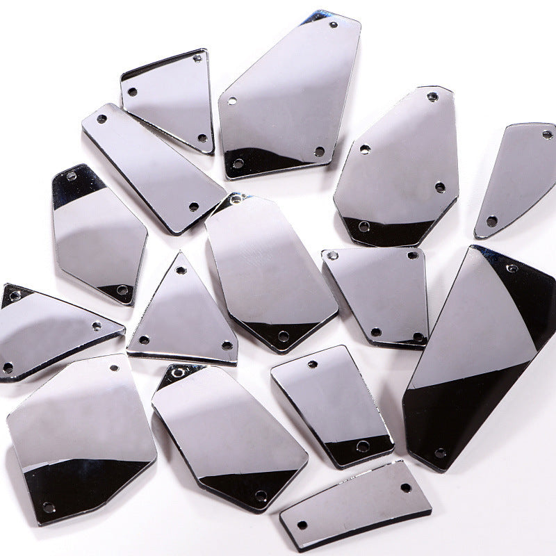 Mixed Hematite Acrylic Curved Surface Irregular Sew-on Mirror Loose Beads 20pcs