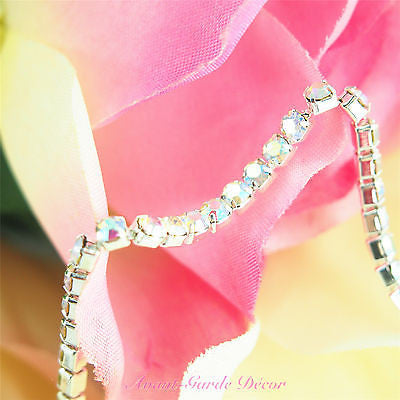 AB Crystal SILVER 1mtr Rhinestone Chain Diamante Crystal Craft Decoration