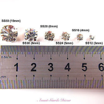 50pcs Clear Sewing Rhinestone Silver Plate Stitch Crystal