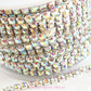 AB Crystal SILVER 1mtr Rhinestone Chain Diamante Crystal Craft Decoration