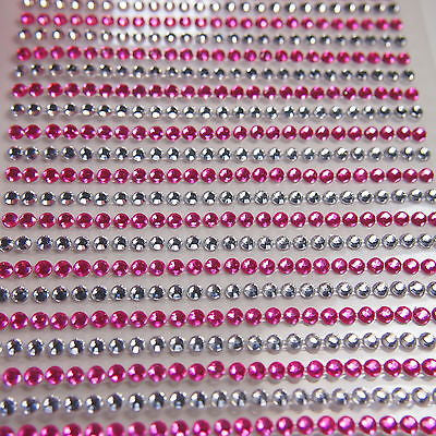 750pcs X 3mm Assorted Colours Rhinestone Gems Self Adhesive Stick on Crystals