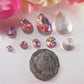 5pcs ABPink Diamante Teardrop Rivoli Beveled Glass Rhinestone Crystal