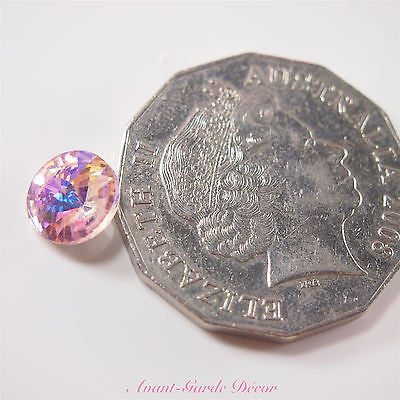 5pcs ABPink Diamante Teardrop Rivoli Beveled Glass Rhinestone Crystal