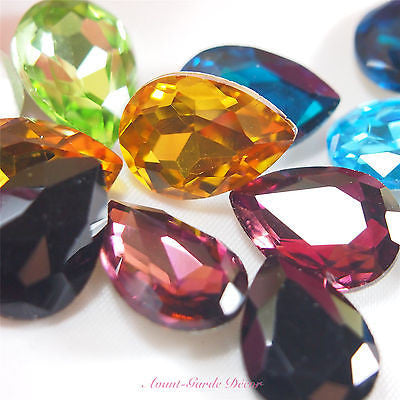 5pcs 13x18mm Coloured Beveled Glass Rhinestones